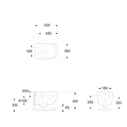 Bruckner - Hängendes WC Vortex Rimless FULDA Keramik/Weiß