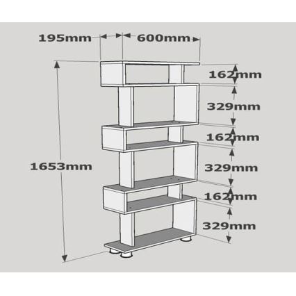 Bücherregal BLOK 165x60 cm weiß