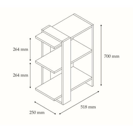 Bücherregal GAYE 70x51,8 cm weiß/braun