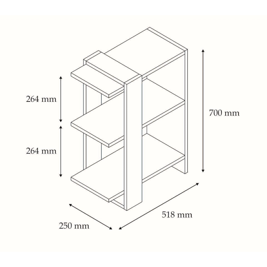 Bücherregal GAYE 70x51,8 cm weiß/braun