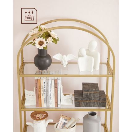 Bücherregal GLASY, goldfarben