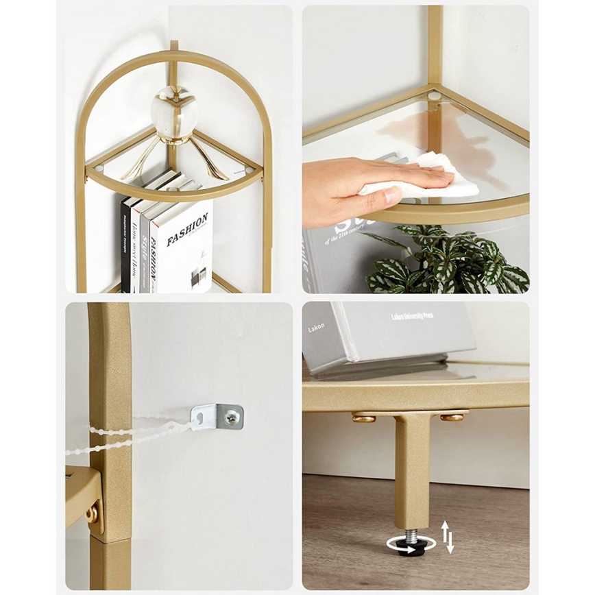 Bücherregal GLASY, goldfarben