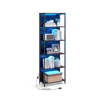 Bücherregal mit integrierter Beleuchtung NAVARO 60x179x30 cm schwarz