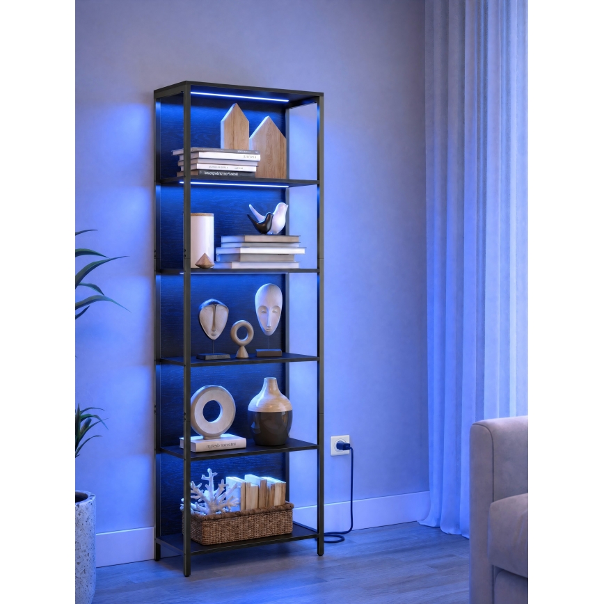 Bücherregal mit integrierter Beleuchtung NAVARO 60x179x30 cm schwarz