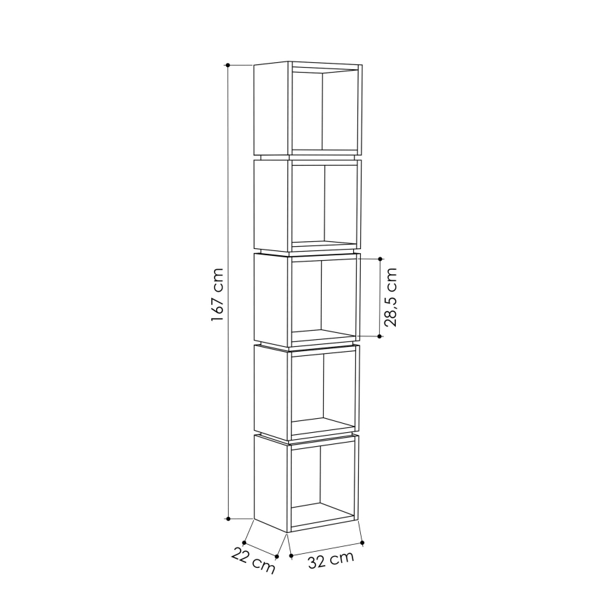 Bücherregal MULTI 167x32 cm weiß/gelb