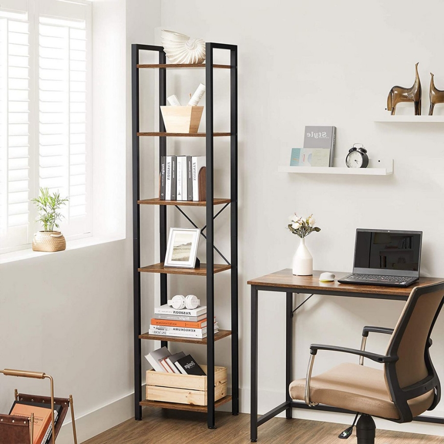 Bücherregal NAVARO 40x179x30 cm braun/schwarz