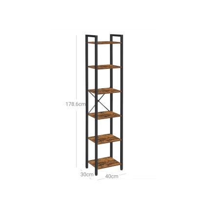 Bücherregal NAVARO 40x179x30 cm braun/schwarz
