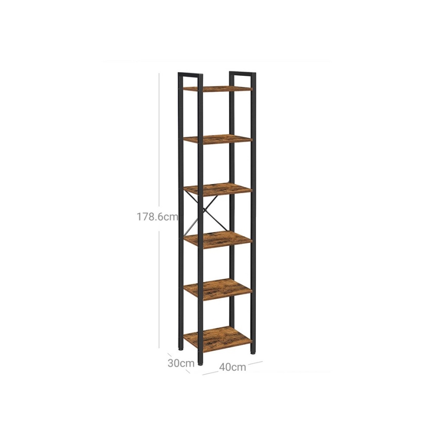 Bücherregal NAVARO 40x179x30 cm braun/schwarz