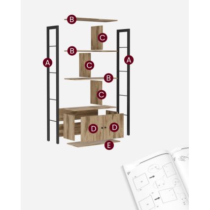 Bücherregal NAVARO braun/schwarz