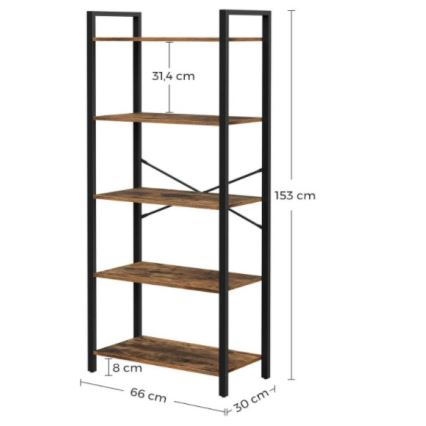 Bücherregal NAVARO Braun/Schwarz