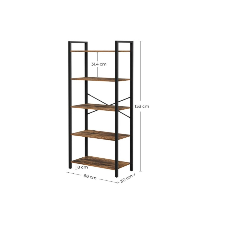 Bücherregal NAVARO Braun/Schwarz