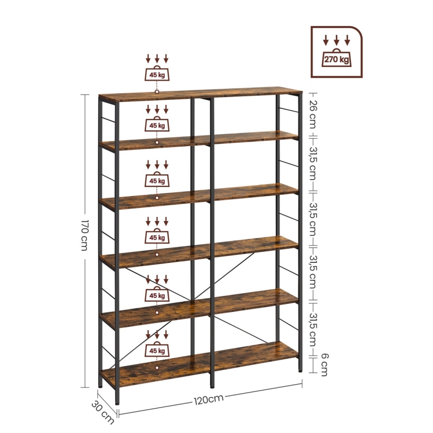 Bücherregal NAVARO braun/schwarz