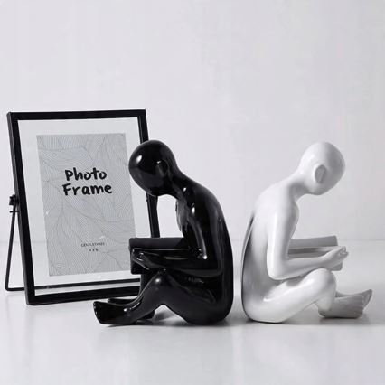 Buchstütze 17,5x13x14 cm schwarz/weiß