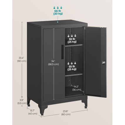 Büroschrank KAZE 60 x 40 cm schwarz