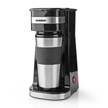 Butler – Kaffeemaschine für eine Tasse 0,4 l mit Reisebecher, 750 W/230 V, Edelstahl/Schwarz