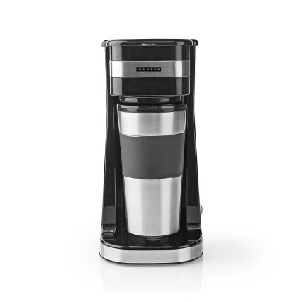 Butler – Kaffeemaschine für eine Tasse 0,4 l mit Reisebecher, 750 W/230 V, Edelstahl/Schwarz
