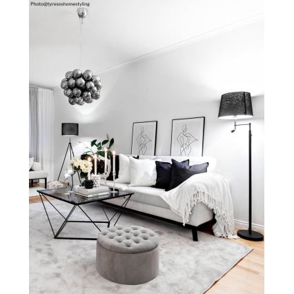 ByRydens - LED-Stehlampe ORLANDO 1xE27/5W/230V + LED/3W schwarz Ø 36 cm