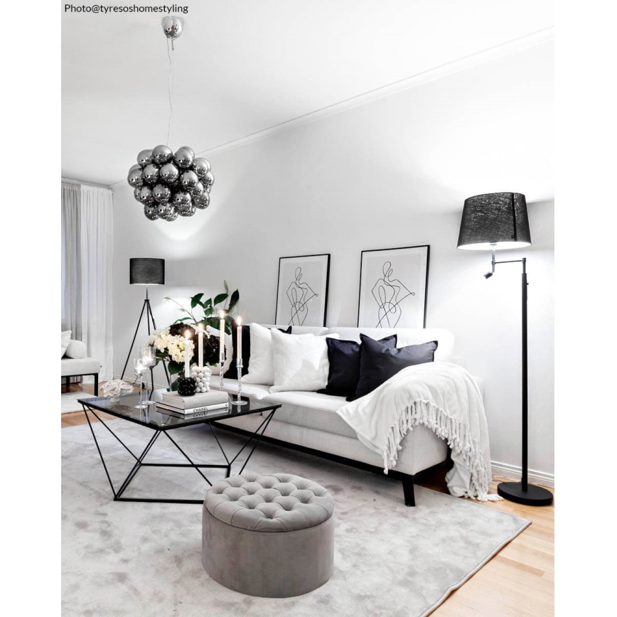 ByRydens - LED-Stehlampe ORLANDO 1xE27/5W/230V + LED/3W schwarz Ø 36 cm