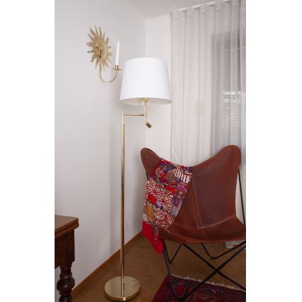 ByRydens - LED-Stehleuchte ORLANDO 1xE27/5W/230V + LED/3W weiß/golden d 36 cm