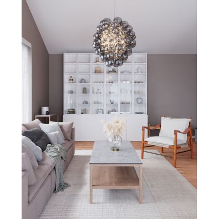 ByRydens - Pendelleuchte an Stahlseil DELUXE 4xE14/5W/230V grau/rauchfarben