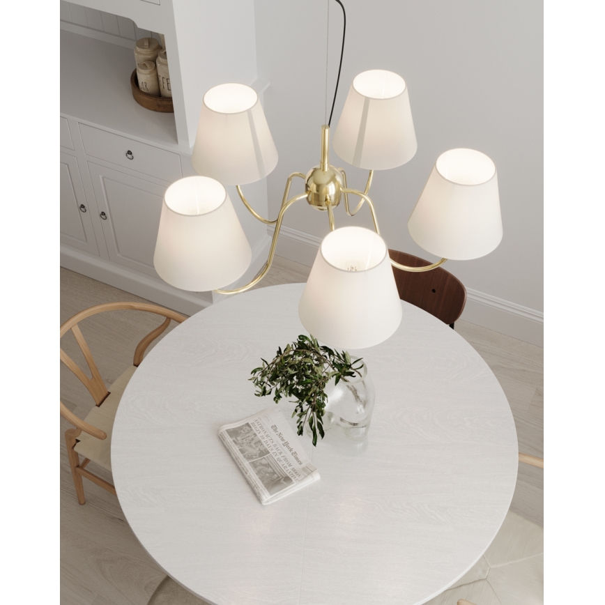 ByRydens - Pendelleuchte an Kabel LYNF 5xE14/8W/230V Messing/Weiß