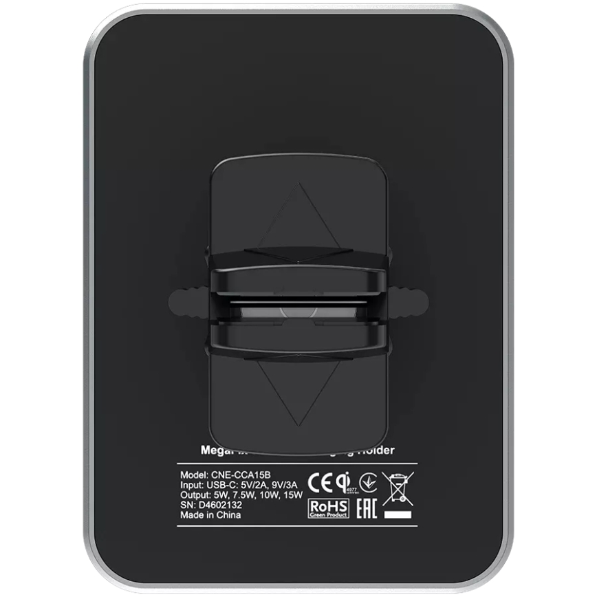 Canyon - Magnetische Handyhalterung fürs Auto mit Qi 5V kabelloser Ladefunktion, eckig, schwarz