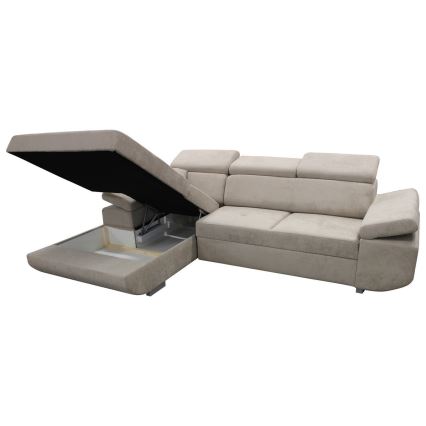 CASTELO Ecksofa mit Schlaffunktion und Stauraum, L-Form, links, grau