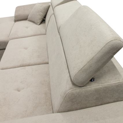 CASTELO Ecksofa mit Schlaffunktion und Stauraum, L-Form, links, grau