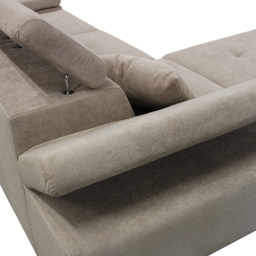 CASTELO Ecksofa mit Schlaffunktion und Stauraum, L-Form, links, grau