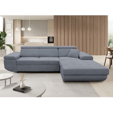 CASTELO L-Ecksofa, ausziehbar mit Schlaffunktion und Stauraum, rechts, dunkelgrau