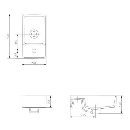 Cersanit K114-004 - Aufsatzwaschbecken CREA 22x40 cm Keramik/glänzend weiß