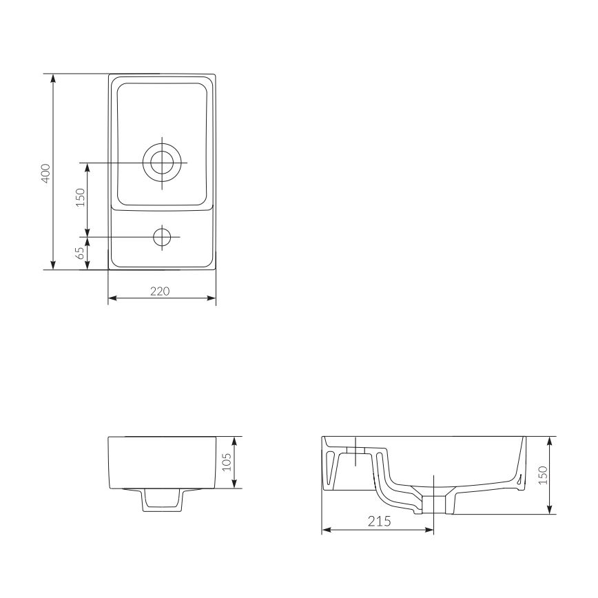 Cersanit K114-004 - Aufsatzwaschbecken CREA 22x40 cm Keramik/glänzend weiß