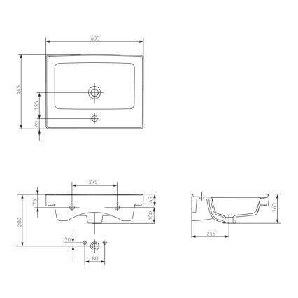 Cersanit K114-006 - Einbauwaschbecken CREA 44,5x60 cm Keramik/glänzend weiß