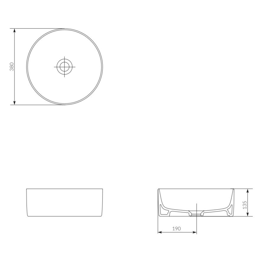 Cersanit K114-020 - Aufsatzwaschbecken CREA Ø 38 cm Keramik/glänzendes Weiß