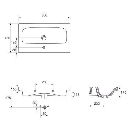 Cersanit K116-013 - Aufsatz-/wandhängendes Waschbecken MODUO 45x80 cm Keramik/glänzend weiß