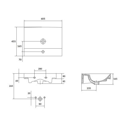 Cersanit K120-009 - Einbauwaschbecken LARGA 45,5x60,5 cm Keramik/hochglanzweiß