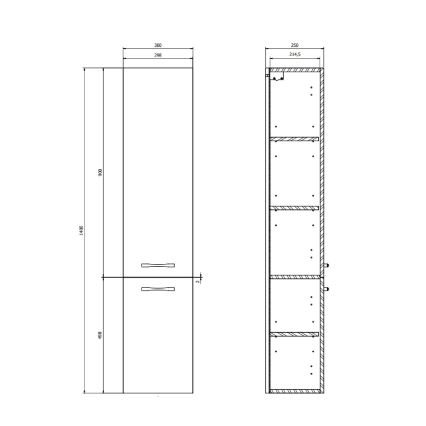 Cersanit S1003-001 - Wandhängender Badezimmerschrank NIKO 140x30 cm Walnuss