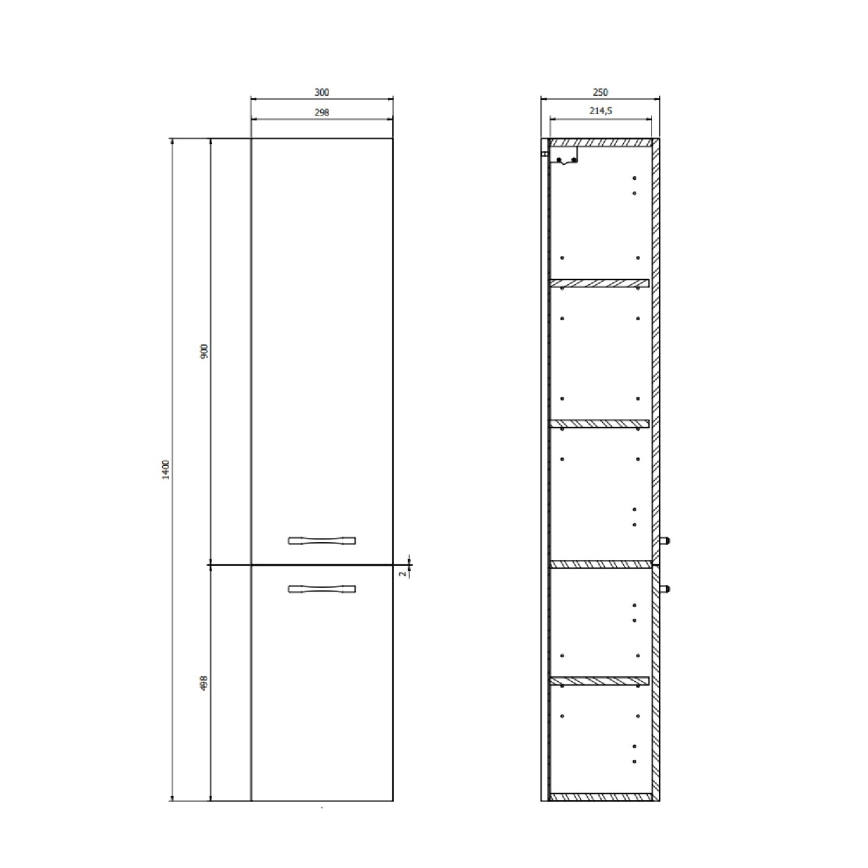 Cersanit S1003-001 - Wandhängender Badezimmerschrank NIKO 140x30 cm Walnuss