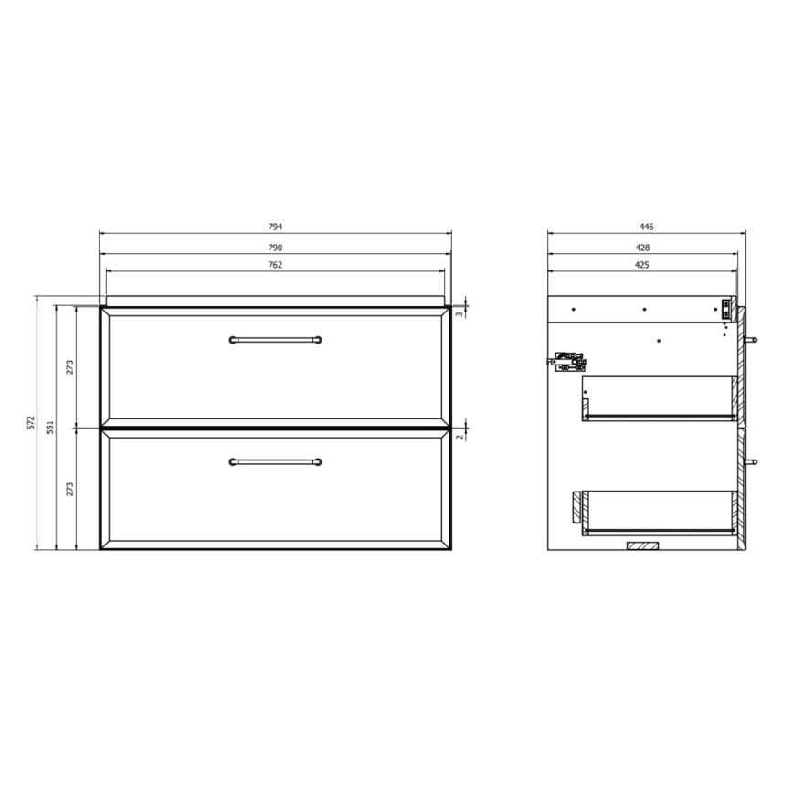 Cersanit S1021-004 - Hängender Waschtischunterschrank MILLE 80x55x45 cm weiß
