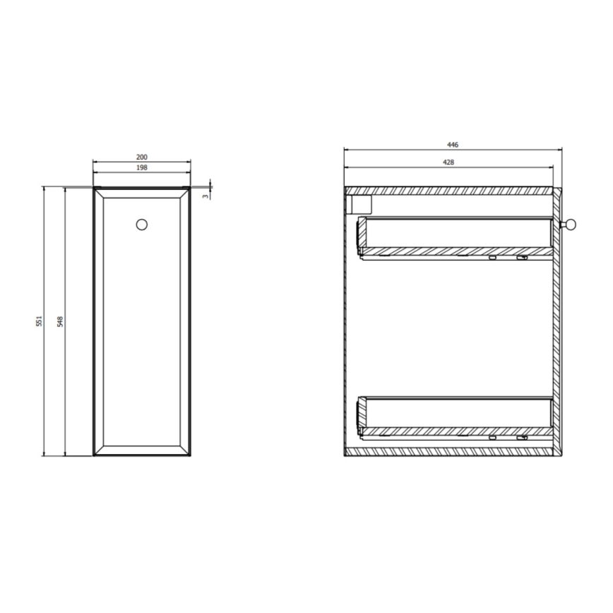 Cersanit S1022-006 - Hängeschrank MILLE 20×45 cm mattweiß