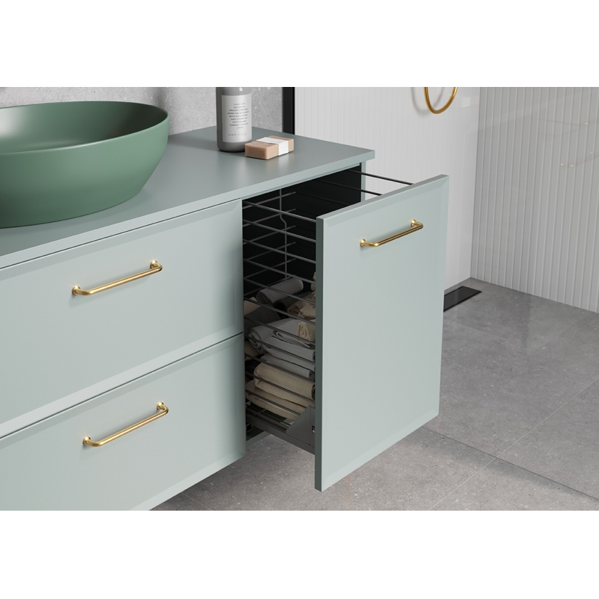 Cersanit S1022-010 - Hängender Badezimmerschrank mit Wäschekorb MILLE 40x55x45 cm mintgrün