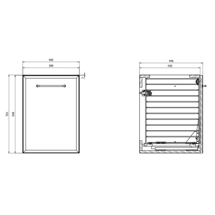 Cersanit S1022-011 - Hängeschrank für das Badezimmer mit integriertem Wäschekorb MILLE 40x55x45 cm weiß