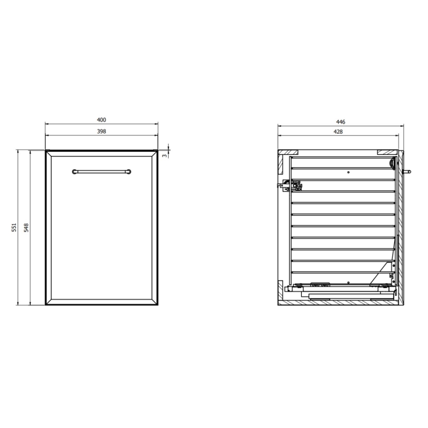 Cersanit S1022-011 - Hängeschrank für das Badezimmer mit integriertem Wäschekorb MILLE 40x55x45 cm weiß