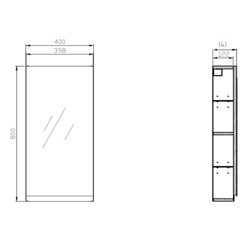 Cersanit S590-030 - Badezimmerspiegel-Schrank MODUO 80x40 cm