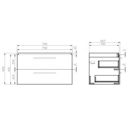 Cersanit S801-149-DSM - Hängender Waschtischunterschrank mit Waschbecken LARA 80x46x45 cm weiß