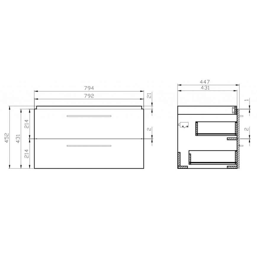 Cersanit S801-149-DSM - Hängender Badezimmerschrank mit integriertem Waschbecken LARA 80x45 cm weiß