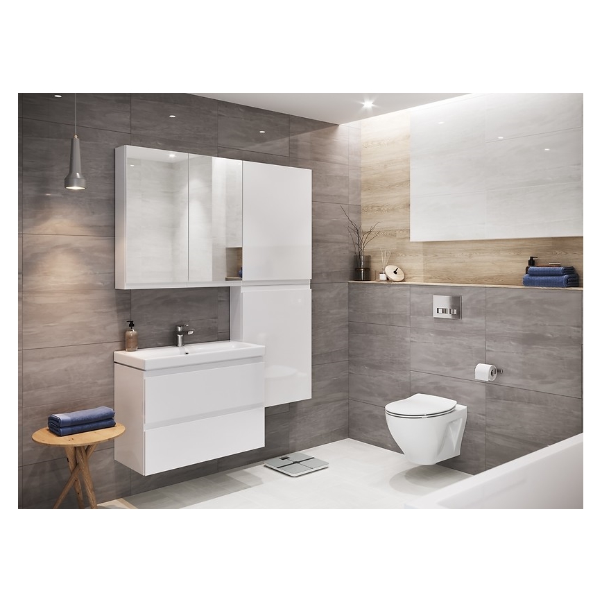 Cersanit S801-221-DSM - Hängender Waschtischunterschrank mit Waschbecken MODUO 80x62x45 cm Hochglanzweiß