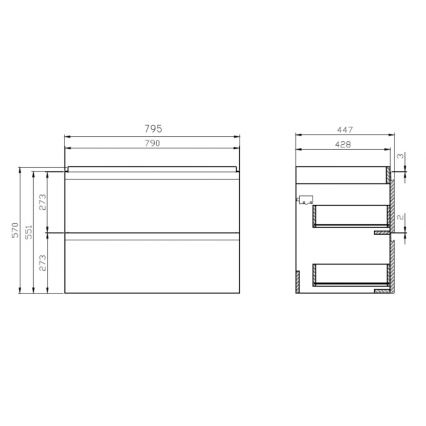 Cersanit S801-221-DSM - Hängender Waschtischunterschrank mit Waschbecken MODUO 80x62x45 cm Hochglanzweiß