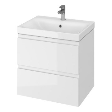 Cersanit S801-223-DSM - Hängender Badezimmerschrank mit Waschbecken MODUO 60x57x45 cm Hochglanzweiß