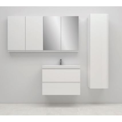 Cersanit S801-225-DSM - Hängeschrank mit Waschbecken MODUO SLIM 80x57x38 cm glänzend weiß